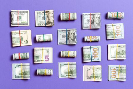 Money Background with american hundred dollar bills on top wiev with copy space for your text in business concept.の写真素材