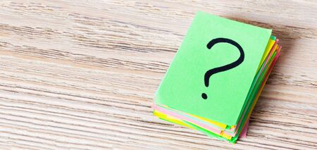 colorful question marks written reminders tickets. ask or business concept.の写真素材
