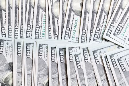 Dollar banknotes Top view of business concept on background with copy space.