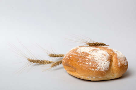 Homemade natural breads. Different kinds of fresh bread as background, perspective view with copy...