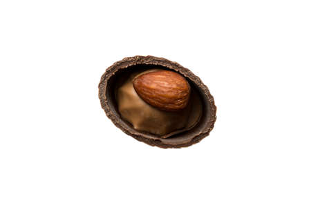 Top view Chocolate candy isolated on white background with clipping path and full depth of field....