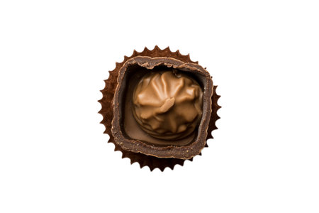 Top view Chocolate candy isolated on white background with clipping path and full depth of field. flat lay.の写真素材