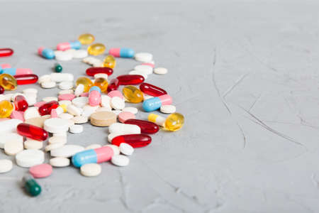Collection Of Various Medical Tablets And Pills. Assorted pharmaceutical medicine pills, tablets and...