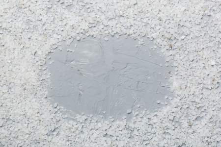 Background from white sea salt. Coarse rock salt texture witth copy space.の写真素材