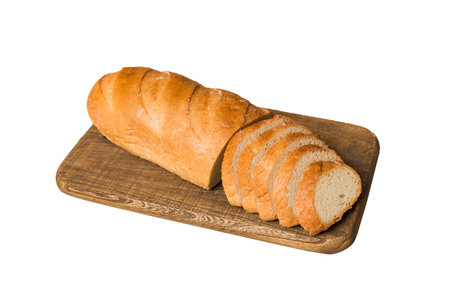 Assortment of freshly sliced baked bread with napkin isolated on white background. Healthy...