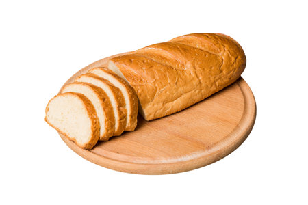 Assortment of freshly sliced baked bread with napkin isolated on white background. Healthy...