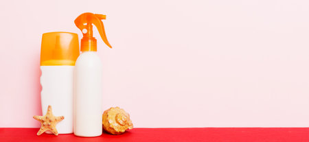 beach accessories. Moisturizer sunscreen suntan lotion bottle for UVB skincare protection in summer...