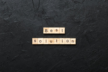 best solution word written on wood block. best solution text on table, concept.の写真素材