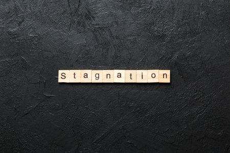 stagnation word written on wood block. stagnation text for your design, concept.の写真素材