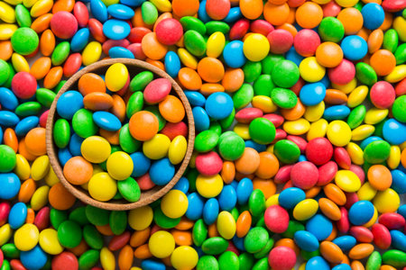colorful candies as background top view. Seamless pattern with candy. Many sweet candies close-up.の写真素材