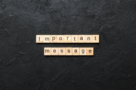 Important message word written on wood block. Important message text for your design, Top view concept.の写真素材