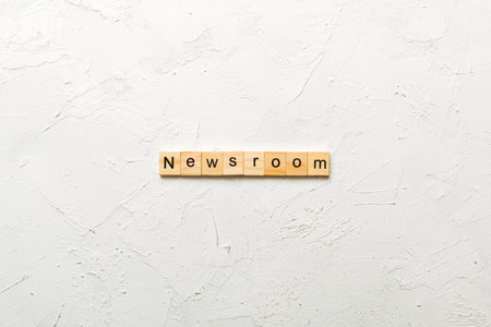 NEWSROOM word made with wooden blocks concept.の写真素材