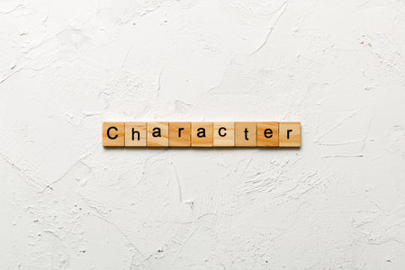 CHARACTER word written on wood block. CHARACTER text on cement table for your design, concept.の写真素材