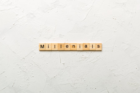 millennials word written on wood block. millennials text, concept.の写真素材