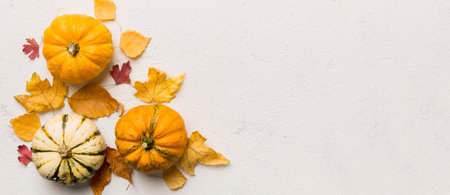 Autumn composition. Pattern made of dried leaves and other design accessories on table. Flat lay,...