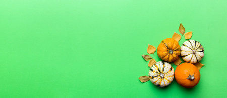 Autumn composition. Pattern made of dried leaves and other design accessories on table. Flat lay,...