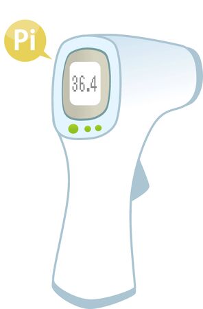 Illustration of a non-contact thermometer on a white backgroundのイラスト素材