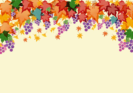 Grape and plant frame on white backgroundのイラスト素材