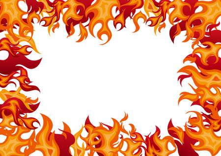 Flame frame on white backgroundのイラスト素材
