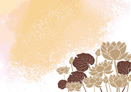 Lotus flower background frame on white backgroundのイラスト素材