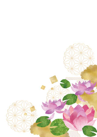 Lotus flower background frame on white backgroundのイラスト素材