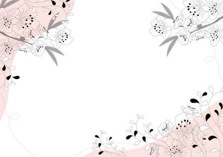 Cherry blossom frame on white backgroundのイラスト素材