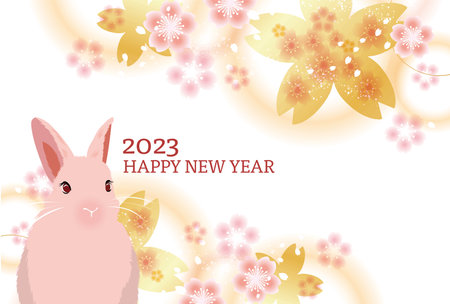 2023 Japanese New Year's card template material Translated by: Rabbitのイラスト素材