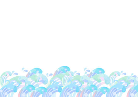 Watercolor wave material on white backgroundのイラスト素材