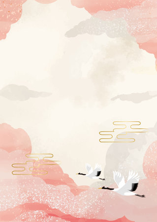 Japanese background material written in watercolorのイラスト素材