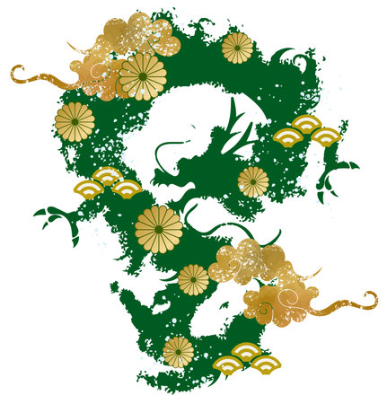 2024 zodiac sign on white background, dragon - stock illustrationのイラスト素材