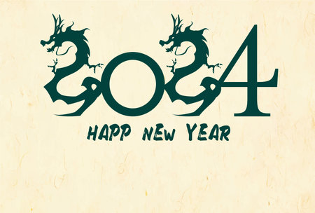 2024 New Year's card Dragon illustration, Japanese style designのイラスト素材