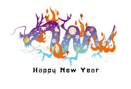 Happy new year 2024. Year of the dragon. Vector illustration.のイラスト素材