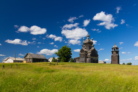 Orthodox wooden church on Russian Northの写真素材