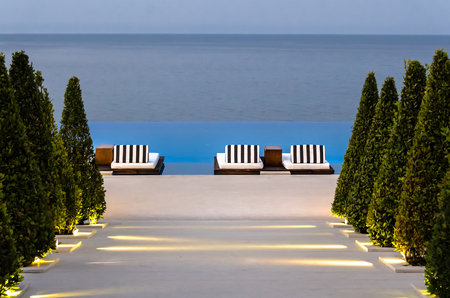 a Path is Leading to some confortable chairs for relaxationの写真素材