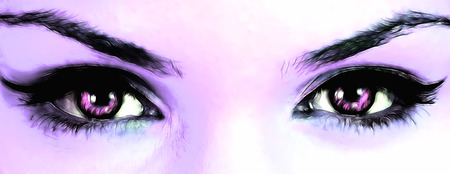 Purple beautiful eyes closeup の写真素材