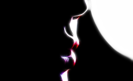 a Close-up of  a womans beautiful Lips in artistic colorsの写真素材