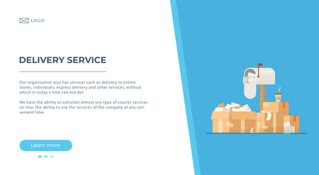 Vector illustration of parcels arriving. Delivery of an order from the Internet. Boxes and sheets.のイラスト素材