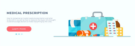 Various meds. Pills, capsules, glass medicine caps. Drug medication supplements collection. Realistic flat style vector object illustration.のイラスト素材