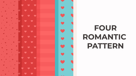 Four romantic pattern. Typography poster, card, label, banner design set. Vector illustration.のイラスト素材