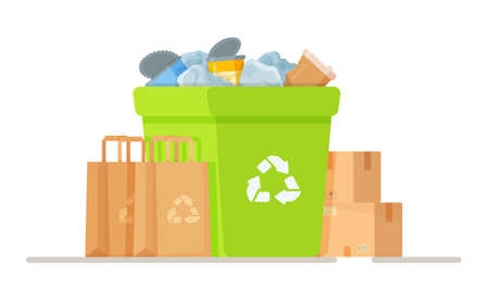 Landfill disposal. Decontamination of industrial waste. Unauthorized landfills. Vector illustration of the impact on the environment.のイラスト素材