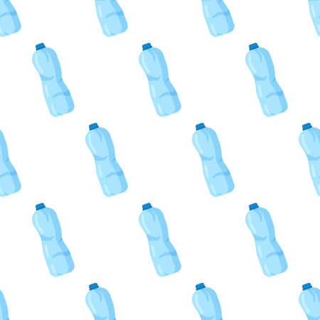 Pattern from plastic bottles. Seamless trash pattern. Vector illustration of trash throw away wallpaper. Ordering trash and waste removal services.のイラスト素材