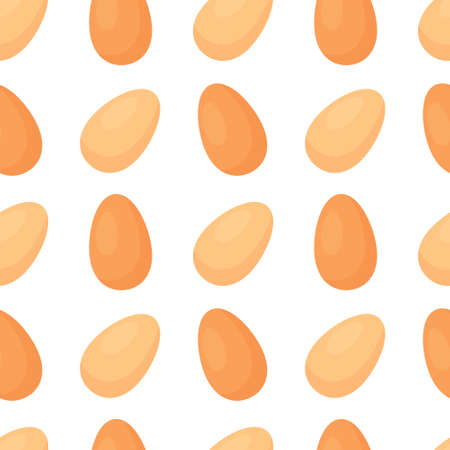 Vector illustration of a pattern of fresh chicken eggs. Baking and ingredient preparation. Eggs and Protein. Healthy organic food. Grocery print. Background.のイラスト素材