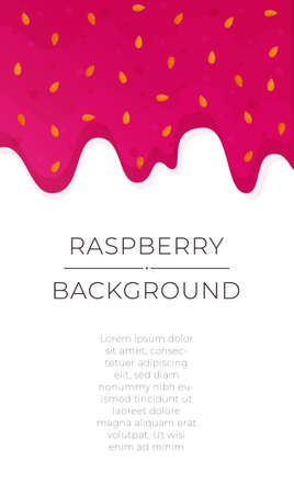 Vector illustration of raspberry jam background. Seamless dripping sweet red jam. Vector splatter strawberry or raspberry syrup sugar jam background. Sweet berry sauce, delicious raspberry healthy dessert. Pink icing or candy liquid cream.のイラスト素材