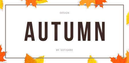 Vector illustration of the fall concept. Beautiful inscription in a frame. Golden autumn design.のイラスト素材