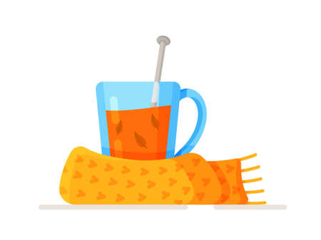 Bright red leaves. Background with brown wooden planks. Vector background with red, orange, brown and yellow autumn leaves.のイラスト素材