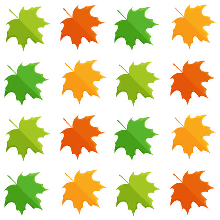 Vector illustration of maple leaf pattern. Colorful autumn leaves. Fresh and dry leaves. Endless pattern.のイラスト素材