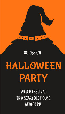 Vector illustration of a Halloween ticket. Banner with a Halloween flyer. Invitation flyer or Halloween party template. Silhouette.のイラスト素材