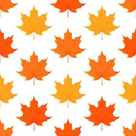 Vector illustration of maple leaf pattern. Beautiful autumn background. Endless pattern of colorful leaves.のイラスト素材