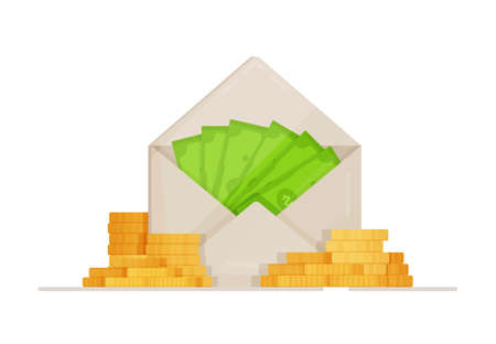 Vector illustration of investing money. Cashback money, online service concept. Icons for cashback, trade or payment transfer mobile apps.のイラスト素材