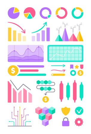 vector illustration orthographic panel. Website design vector template graphics and diagrams infographics. Admin panel interface with green charts, graphs and diagrams.のイラスト素材